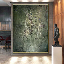 Load image into Gallery viewer, Green and Gray Textured Abstract Acrylic Art - Suited for Nature - inspired Bedroom & Industrial - style Studio LargeART0633