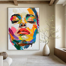 Load image into Gallery viewer, “Expressive Color - Filled Face” – Abstract Portrait Oil Painting with Vivid Brushstrokes DTP090