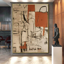 Load image into Gallery viewer, Orange - Black - White Abstraction for Industrial - Style Café & Art Studio LargeART0835