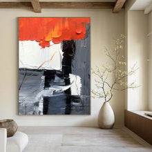Load image into Gallery viewer, “Crimson Clash: Monochrome Drama” Abstract Painting on Canvas, Modern Office Accent DKH1058