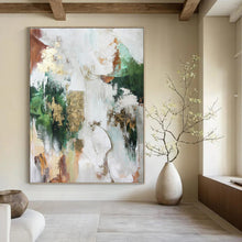 Load image into Gallery viewer, “Multicolor Abstract with Gold” Abstract Painting on Canvas, Eclectic Home Art DKH1011