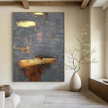 Load image into Gallery viewer, Gray - Gold Abstract Textured Art, Ideal for Sophisticated Office & Luxury Living Room LargeART1999