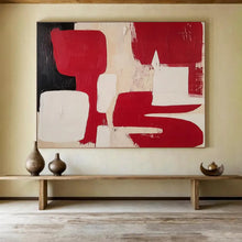Load image into Gallery viewer, Hand - painted Large - scale Red, Black, and White Abstract Acrylic Art for Avant - Garde Bedrooms LargeART1802