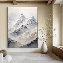 Load image into Gallery viewer, “Snowy Mountain Peaks in White and Grey” - White, Grey Abstract Art on Canvas DKH1248