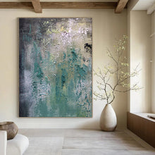 Load image into Gallery viewer, Green & Blue Textured Abstract Painting, Suited for Bohemian Living Room & Artistic Studio LargeART1472