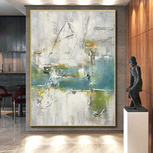 Load image into Gallery viewer, Gray - Green Abstract Layers Art for Modern Studio Apartment & Nature - Inspired Office LargeART0893