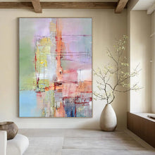 Load image into Gallery viewer, Soft - Hued Abstract Art, Muted Pastels & Bold Reds for Dreamy Bedroom & Creative Lounge LargeART2259