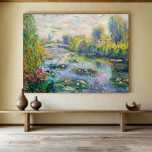 Load image into Gallery viewer, Impressionist Water Garden Large - Scale Hand - painted Abstract Acrylic Art DLZ197