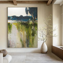Load image into Gallery viewer, “Green Landscape Abstract Revisited” Abstract Painting on Canvas, Rustic Kitchen Decor DKH1022