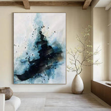 Load image into Gallery viewer, Delicate Black & Blue Abstract Art, Fit for Minimalist Bedroom & Artistic Study LargeART2306