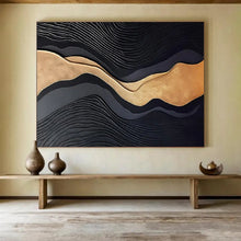 Load image into Gallery viewer, Black & Gold Waves - Luxe Dining Room Art LargeART1576