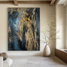 Load image into Gallery viewer, Expressionist Abstract Art, Dark - Toned Gold - Streaked Painting for Dramatic Living Room & Edgy Studio LargeART2246