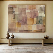 Load image into Gallery viewer, Soft - Toned Patchwork Abstract Painting on Canvas - “Pastel Quilt” DKH592