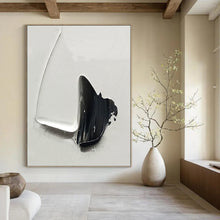 Load image into Gallery viewer, “Black and White Impasto Forms” - Minimalist Shaped Art on Canvas DKH1671
