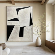 Load image into Gallery viewer, “Geometric Monochrome Abstraction” - Grey, Black Abstract Art on Canvas DKH1128