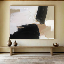 Load image into Gallery viewer, Black, White, and Beige Abstract Painting for Modern Bedroom & Art - Loving Library DKH316