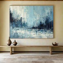 Load image into Gallery viewer, Blue - Gray Urban Abstract Painting On Canvas DKH367