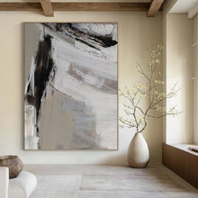 Load image into Gallery viewer, “Minimalist Textured Abstract” - Grey, White, Black Abstract Art on Canvas DKH1304