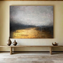 Load image into Gallery viewer, Gold and Gray Abstract Painting on Canvas - “Ethereal Pathway” DKH782