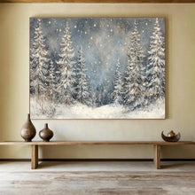 Load image into Gallery viewer, Snowy Forest “Starlight Pines” Painting on Canvas, Winter Wonderland Art DKH810