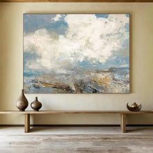 Load image into Gallery viewer, Hand - painted Cloudy Landscape Acrylic Art for Serene Living Room Decor LargeART1665