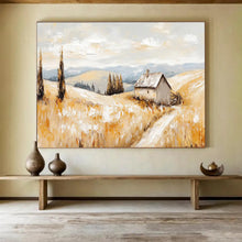 Load image into Gallery viewer, Golden Field And Cottage Abstract Landscape Painting DKH461