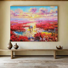 Load image into Gallery viewer, Hand - painted Extensive Pink Marsh Sunset Acrylic Art for Serene Bedrooms LargeART1799
