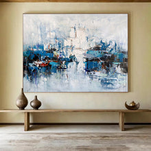 Load image into Gallery viewer, Cool - Toned Abstract Harbor Scene for Coastal Home Office & Nautical - Themed Lounge DKH162