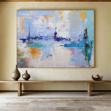 Load image into Gallery viewer, Hand - painted Large - Scale Abstract Coastal Cityscape Acrylic Art for Modern Home Offices LargeART1746