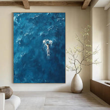 Load image into Gallery viewer, Solitary Swimmer in Blue Acrylic Art, Perfect for Beach House Bedroom & 冥想 Yoga Studio LargeART1065