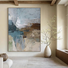 Load image into Gallery viewer, Blue - Grey Toned Abstract Layered Painting, Ideal for Modern Office Lounge & Calm Bedroom LargeART1923