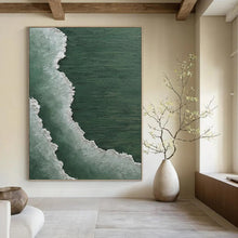 Load image into Gallery viewer, “Green Sea & White Foam” - Coastal Abstract Art on Canvas DKH1501