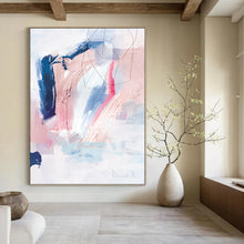 Load image into Gallery viewer, “Pastel Play” - Pink, blue, white with bold brushstrokes and lines DTP155