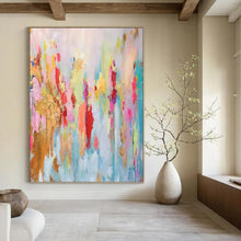 Load image into Gallery viewer, “Colorful Dreamscape Abstract” - Pink, Blue, Gold Abstract Art on Canvas DKH1340