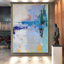 Load image into Gallery viewer, Large - Format Hand - painted Blue - Hued Abstract Chaos Acrylic Art for Creative Studios LargeART0222