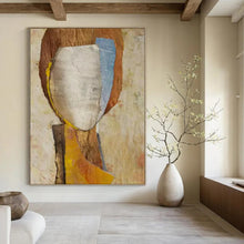 Load image into Gallery viewer, Mixed - Media Collage Portrait, Earth - Toned Textured Art for Bohemian Bedroom & Artistic Study LargeART2221