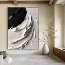 Load image into Gallery viewer, “Flowing Black and White Impasto” - Expressive Minimalist Art on Canvas DKH1670