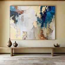 Load image into Gallery viewer, Earthy Tones Abstract Painting with Gold and Blue for Industrial - Chic Loft & Art - Centric Study DKH130