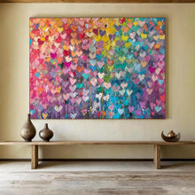 Load image into Gallery viewer, Hand - painted Massive Colorful Heart Mosaic Acrylic Art for Playful Family Rooms LargeART1759