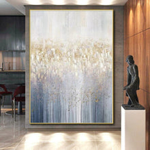 Load image into Gallery viewer, Silver and Gold Forest Abstract Acrylic Art - Ideal for Elegant Hotel Lobby & Glamorous Bedroom LargeART0592