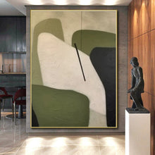 Load image into Gallery viewer, Geometric Green and White Shapes Acrylic Art - Suited for Mid - century Modern Office & Minimalist Bedroom LargeART0575