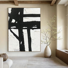 Load image into Gallery viewer, “Graphic Black and White Abstract with Thick Strokes” – Bold Abstract Making a Strong Visual Statement DTP148