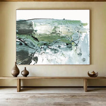 Load image into Gallery viewer, Green and Gray Abstract Fusion Abstract acrylic painting DLZ139