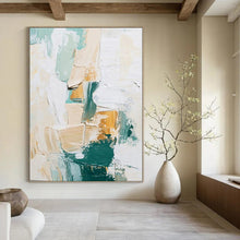 Load image into Gallery viewer, Pastel & Gold Abstract Canvas Painting, Ideal for Scandinavian - Style Bedroom & Light - Filled Café LargeART1282
