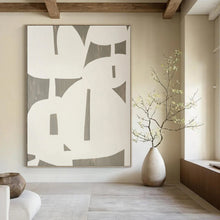 Load image into Gallery viewer, “Grey and White Silence” - Minimalist Shape Art, Ideal for Modern Hallway Style, Abstract Painting on Canvas DKH1075