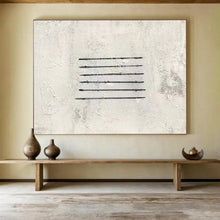 Load image into Gallery viewer, “Black Lines on Textured White” - Minimalist Abstract Acrylic, Great for Modern Art Gallery and Industrial - Style Loft DLZ262