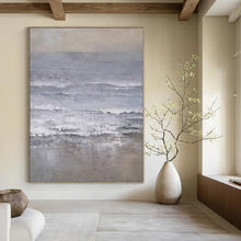 Load image into Gallery viewer, Monochrome Sea Abstract Canvas Painting, Great for Nautical - Themed Bedroom & Minimalist Lounge LargeART1161