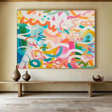 Load image into Gallery viewer, Vibrant Abstract Doodle Painting - Ideal for Trendy Teen Room & Creative Coworking Space DKH027