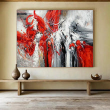 Load image into Gallery viewer, Bold Red & Black Abstract - Dramatic Living Room Art LargeART1485