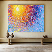 Load image into Gallery viewer, Colorful Sun “Vibrant Vortex” Painting on Canvas, Dynamic Celestial Art DKH881